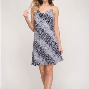 Snakeskin Cowl Neck Dress
